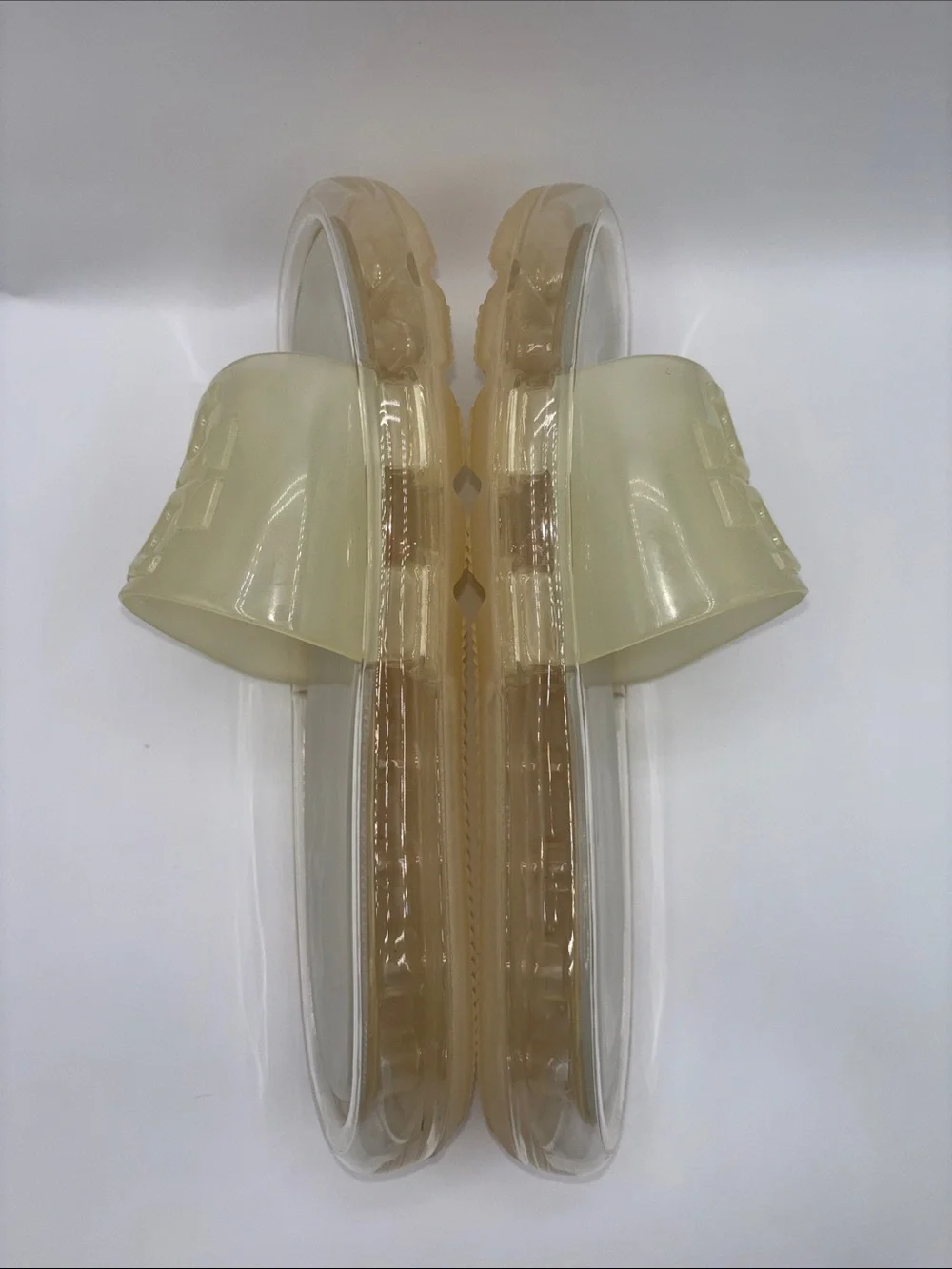 Tory Burch Cream/Clear Jelly Slide Sandals
